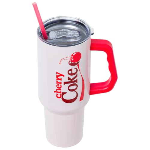 Image of Silver Buffalo Coca-Cola Cherry Coke Stainless Steel Tumbler Handle, 40oz