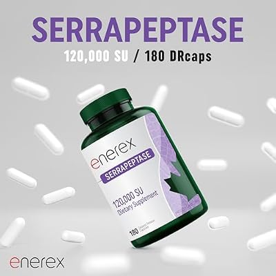 ENEREX High Potency Serrapeptase Supplement 120,000 SPU - 180 Delayed Release Veggie Capsules (6 Month Supply), Non-GMO, Gluten-Free