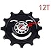 Easnea 12T / 14T Aluminum Alloy Rear Derailleur Pulley Ceramic Bearing Jockey Wheel for Bike Bicycle Black 12T