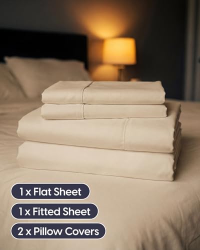 Image of Sleepy Town Queen Size Bed Sheets - 4 Piece - Queen Sheet Set - Extra Soft, Comfy & Cooling - Easy Care - Shrinkage, Wrinkle & Fade Resistant - Brushed Microfiber - Deep Pocket Bed Sheets (Wheat)