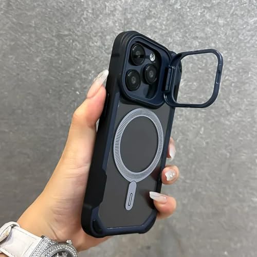 Coque antichoc magnétique avec support pliable pour iPhone 16 noir