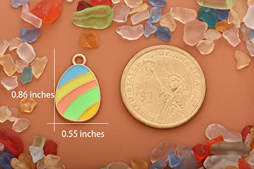 Image of VIDRIO Pack of 80 Easter Eggs Include 8 Patterns Enamel Charms Gold Plated Colored Pendants Accessories for Necklace Bracelet Jewelry Making DIY Crafting