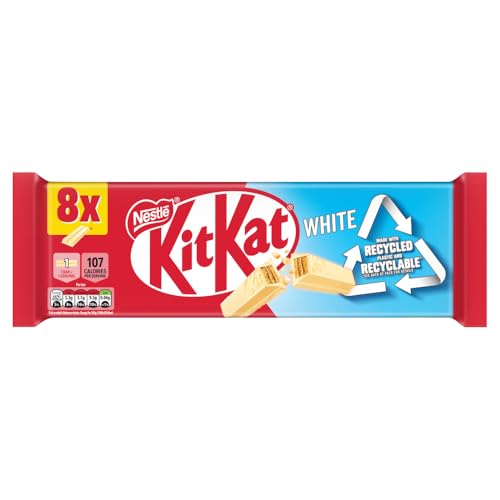 KitKat 2 Finger White Chocolate Biscuit Bar Multipack Chocolate Wafer Biscuit Bars 8 x 20.7g