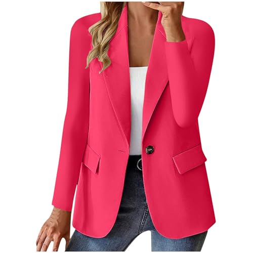 Women Business Suit Blazer 2025 Lapel Long Sleeve Jacket One Button Flap Pocket Professional Work Office Outerwear