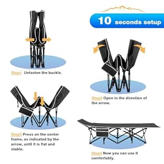 OVERMONT Folding Camping Bed with Mattress - 550LBS Support - Extra Wide 28in - Heavy Duty Sleeping Beds with Carry Bag - Upgrade 2400D Oxford Cloth Portable for Home, Office, Beach and Camping, Black