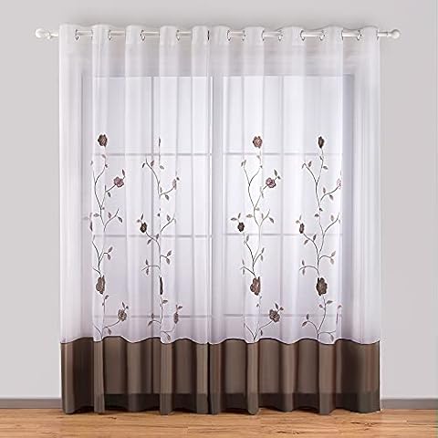 Rideaux Voilage SIMPVALE Marron 140x145cm Cover