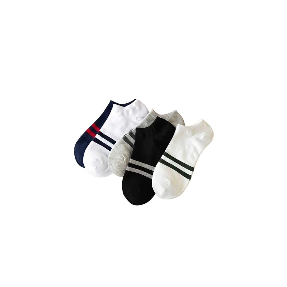 ENTERPRISE™ Men’s Ankle Length Cotton Socks | No-Show Low Cut Socks with Stripe Design | Breathable, Stretch Fit | Everyday Use Casual Socks (Pack of 5)-image-38