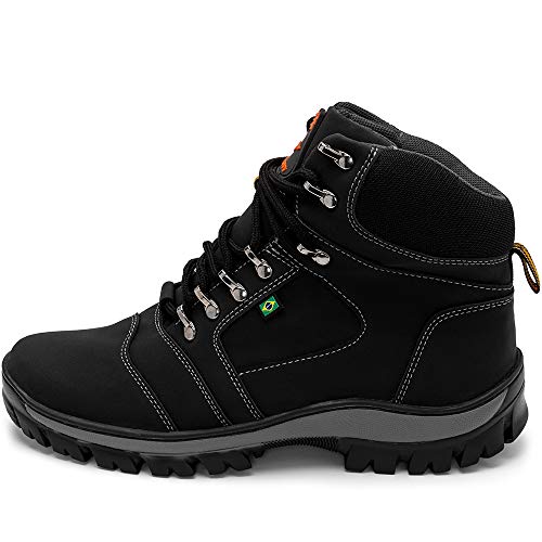 Bota Coturno Adventure Masculino Militar Confort (40, Preto, preto)