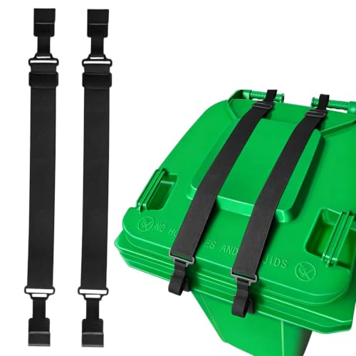 2 Pcs Wheelie Bin Locks No Drilling Uk Adjustable Wheelie Bin Straps Keep Out Wildlife Stop Wind or Vandals Tipping Universal Outdoor Trash Can No Drilling Easy Install