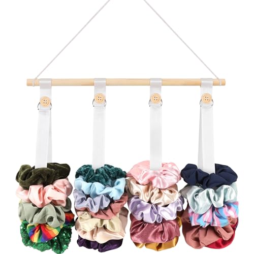 Oaoleer Scrunchies Holder Hanger Hair Tie Organizer Hair Accessories Hair Bow Clips Organizer for Girls Women (White)