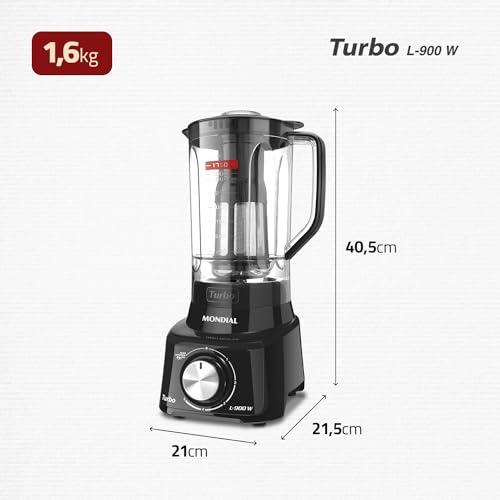 Liquidificador Turbo Full, Mondial, Preto, 900W, 110V - L-900 FB