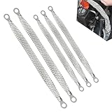 Prywog 5 PCS Automotive Ground Strap Kit, Flexible Braided Silver Metal Strap, Universal for Cars, Trucks, ATVs, Vans, Motorcycles, UTVs