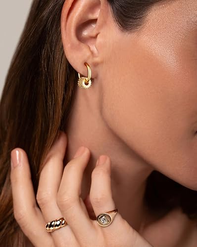 CHESKY Small Huggie Earring - 14k Gold Plated Dangle Earrings for Women Hypoallergenic Cubic Zirconia Hoops Minimalist Cute Huggies Earrings Bridesmaid Jewelry