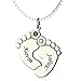 Nombre Personalizado Collar Dos pies bebé Colgante con 2 Nombres y Piedras de Nacimiento, Collar Nombre Personalizado Colgante Plata de Ley Huella de Bebe Cadena Ajustble