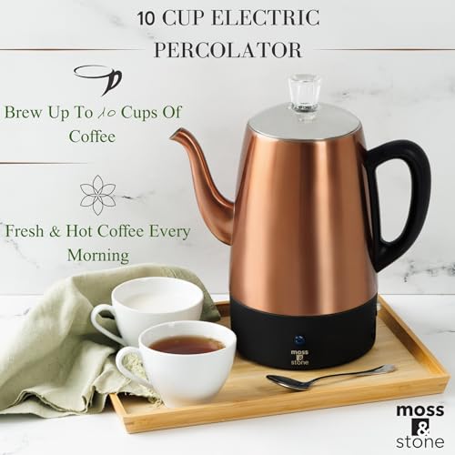 Moss & Stone 10 Cup Copper Percolator