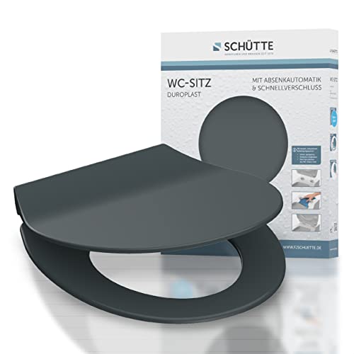 SCHÜTTE WC-Sitz Duroplast SLIM ANTHRAZIT, Toilettensitz mit Absenkautomatik und Schnellverschluss für die einfache Reinigung, besonders flache Form, maximale Belastung 175 kg, SLIM ANTHRAZIT 82704 SCHÜTTE WC-Sitz Duroplast SLIM ANTHRAZIT, Toilettensitz mit Absenkautomatik und Schnellverschluss für die einfache Reinigung, besonders flache Form, maximale Belastung 175 kg, SLIM ANTHRAZIT 82704