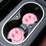 Akkya Car Cupholder Coaster Absorbent 2 Pack Cute Smiling Face Rubber New Automotive Cup Holder Deca