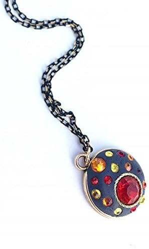 Red Venus Swarovski Crystal Clay Pendant Necklace with Red Planet Charm, Leo Rising