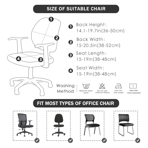 Image of FORCHEER Desk Chair Back and Seat Cover 2 Pieces Light Grey Jacquard Stretch Split Office Chair Covers Water Resistant Washable