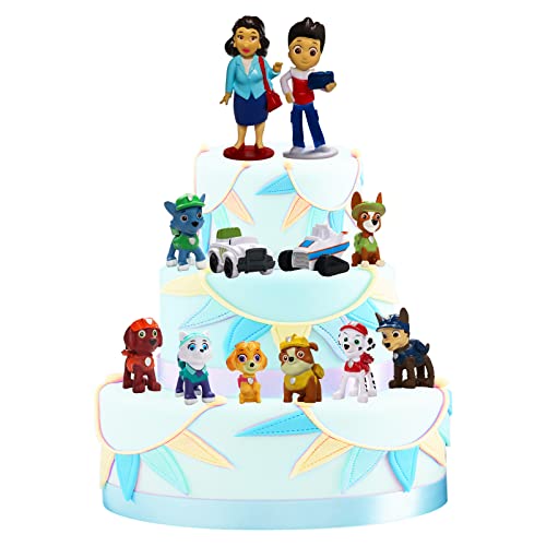 Decoração bolos de aniversário, 12 peças dog figuras decoração para bolo ornamentos de Cupcakes Cake Topper festa decoração para bolos boneca bolo comunhão para crianças crianças