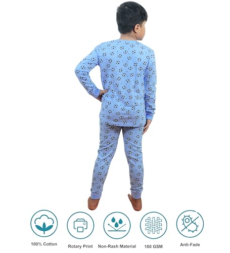 Image of Hestia | H.NSG.7 | Kids Nightwear | Sleepwear | Cotton | Trouser Full Sleeves Tshirt | Elastic Waist | Night Dress with Pyjama Tshirts for Boys | Breathable Fabric | Set 1