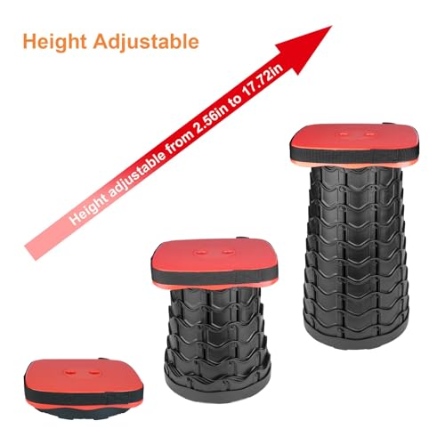 Image of Boreeman Collapsible Square Portable Stool - Lightweight Yet Sturdy With 400lbs Load Capacity, Upgraded Foldable for Camping, Fishing, Hiking, BBQ (Red)