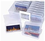 HONYUET Fotobox Aufbewahrungsbox, 16 Fächer 4x6 Zoll 38x31x13cm Transparent PP mit Griff und Deckel, Foto Aufbewahrungsbox Fotoaufbewarungsbox für Sticker Saatgut Postkarten Puzzle Aufbewahrung