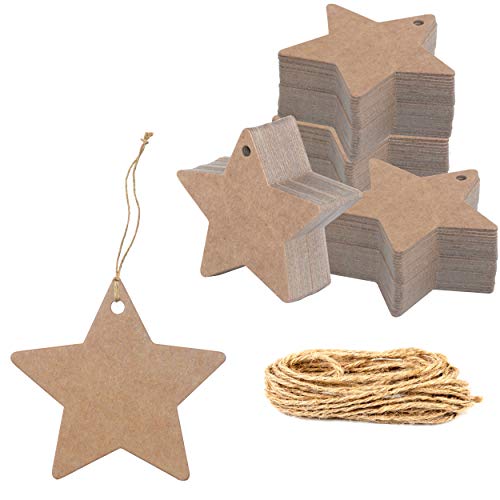 200 etiquetas de regalo de papel Kraft con cuerda de yute natural de 100 pies para manualidades, embalaje de la etiqueta mide 6 cm de diámetro).