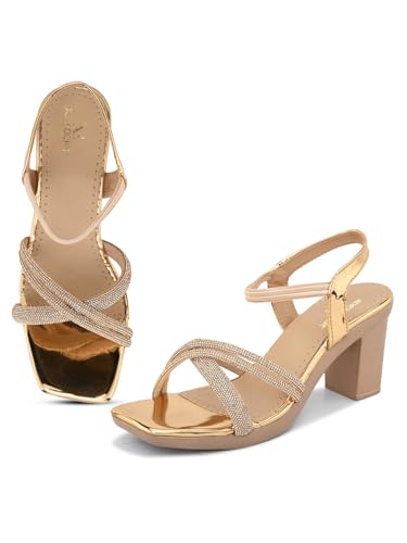 Image of XE Looks Attractive & Comfortable Block Heel Sandal with Ankle Strep for women & Girls