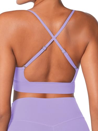 Image of Sunzel Sports Bra for Women, Criss-Cross Open Back Adjustable Strappy Bras, Workout Gym Padded Yoga Bra with Removable Pads