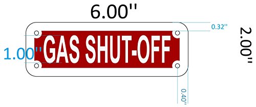 Gas Shut Off Sign (Red Reflective, Aluminium 2X6) #TOP2