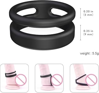 stoqucel Anello in silicone duplex nero a doppio strato da uomo