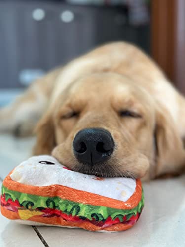 Goofy Tails Food Buddies Sandwich Plush Toy for Dogs and Puppies | Crinkle, Squeaky, Soft Pet Toy