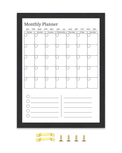 Aitakatta Dry Erase Calendar for Wall, 17x13 inches Magnetic Surface Calendar Whiteboard, 2-in-1 Planner, Vertical Layout to Do List with Black Wooden Frame(YL-SHU-BK,4333)