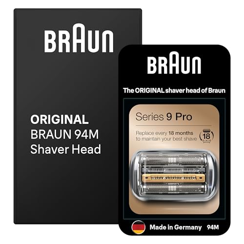 Braun Series 9 Pro Scherkopf für Elektrorasierer, ORIGINAL Ersatzscherteil vom Hersteller passend für Braun Herren Rasierer Series 9 Pro, 94M, chrom, 1er Pack, Unbedruckte Kartonverpackung