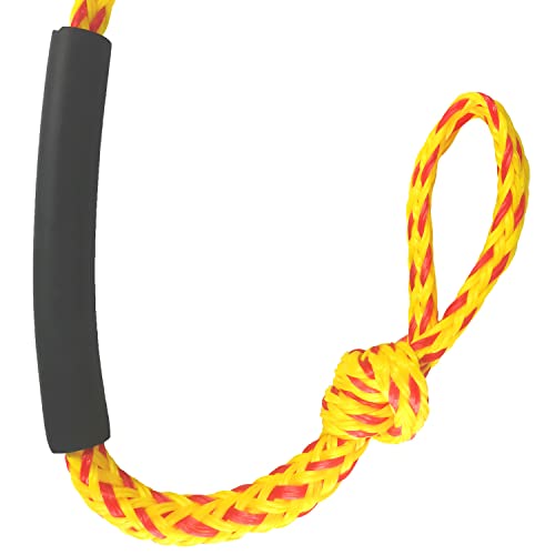 Tow Rope for Watersports,1-6 Rider Lines for Towable Tubes,Boating,6K, 3/4\" Diameters Width, Heavy Duty, 60FT Length, Yellow and Red