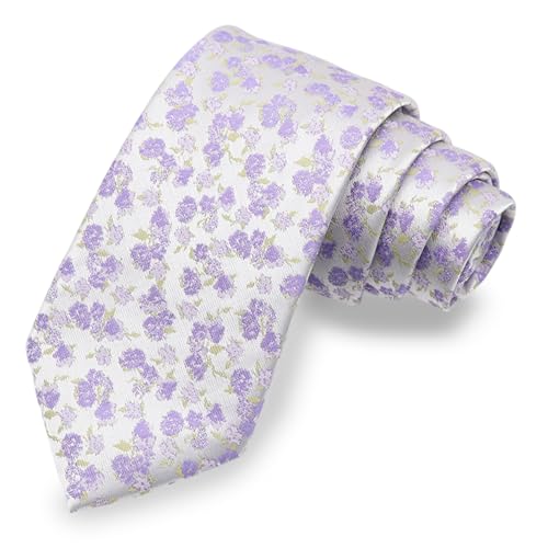 Image of Floral Ties for Men Satin Mens Tie Flower Printed Neck Tie Wedding Party Business