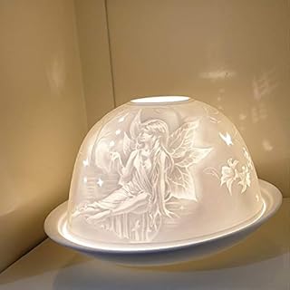 Nordic Light Tealight Candle Holder, Set of Shade & Plate, Fairy Living, Dining Room Table, Home Decor Accessories-Porcelain-One Size, White