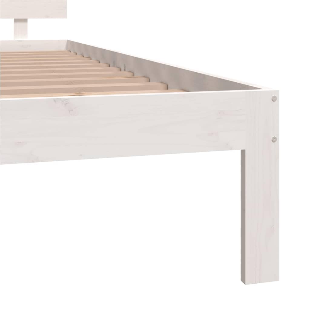 lite drewno sosnowe z zagłówkiem klasyczny 140x200 biały | Rama łóżka biała lite drewno sosnowe 140x200 cm nowoczesny zagłówek