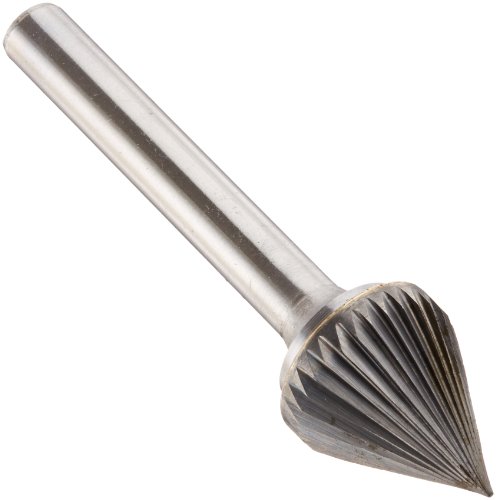Image of Drill America SJ-6 Carbide Burr /Rotary File 60 Degree Included Angle Double Cut for Die Grinder 5 /8 inch Dia. x 9 /16 inch Cut Length with 1 /4 inch Shank and 2-3 /16 inch Overall Length, DUL Series