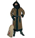 KarnevalsTeufel Set Knecht Ruprecht, 3 tlg. Mantel mit Kapuze & Kordel, Perücke und Bart und Jute Sack, Krampus, Beelzebub, Gehilfe vom Nikolaus, Weihnachten