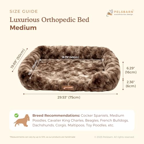 Pelsbarn Luxurious Orthopedic Dog Bed - Medium (39.3" x 23.6") Therapeutic Joint Support Pet Bed - Velvety Soft Removable Washable Cover - Brown - Image 4