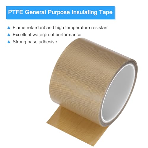 Image of MECCANIXITY 2 Pcs High Temperature Tape 13mm PTFE Coated Fabric Tape Heat Resistant Tape for Vacuum Sealers Adhesive Tape 10m /33ft Brown 0.13mm Thickness