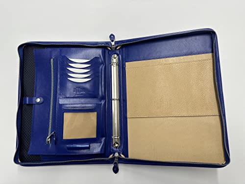 Noda Executive Leather Padfolio 3 Ring Binder Professional Business Portfolio W/Zippered Closure | Resume, Document, Notepad, Tablet, Writing Pad Organizer | Men, Women Blue #TOP7