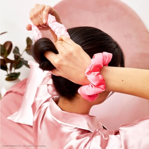 Image of Hello Kitty x Kitsch Matte Satin Scrunchies for Women - No Crease Hair Ties No Damage | Scrunchies for All Hair Types | Stylish & Comfortable, For Ponytails & Buns | Ideal Gifts for Women - 3pcs