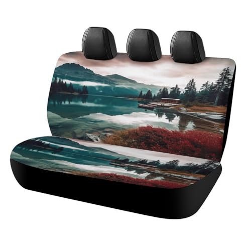 Funda de asiento de coche resistente a los arañazos y suave para asientos traseros Scenic Lake