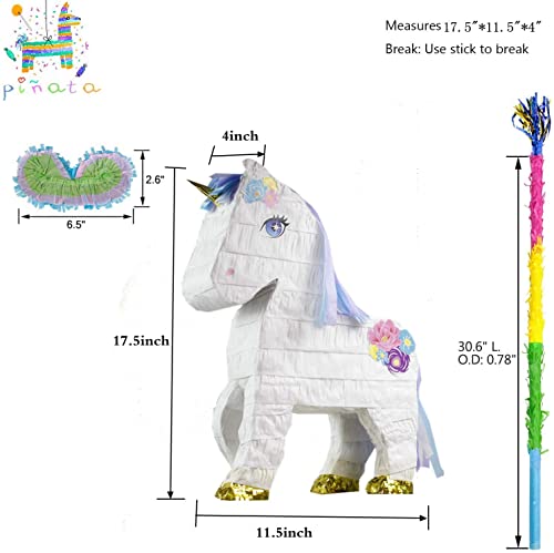 Kaimei Unicorn Pinata Small Pinata For Birthday Anniversary Celebration Decoration Theme Party Cinco De Mayo Fiesta Supplies With Stick Multicolor Colorful Pinata #TOP1