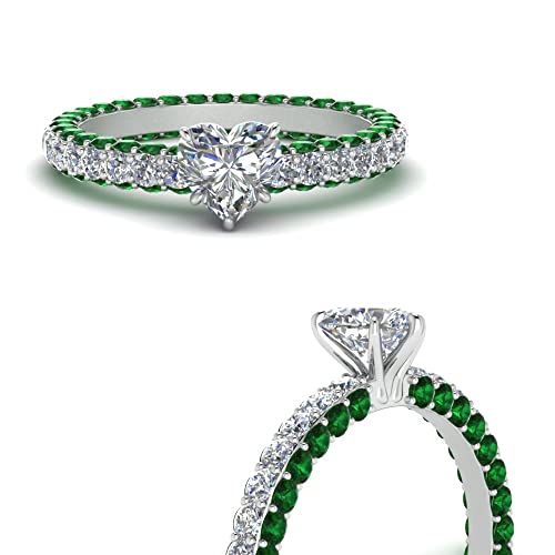Image of 55Carat Choose Your Gemstone Eternity Ring Sterling Silver Heart Shape Side Stone Engagement Rings Affordable for your Girlfriend, Wife, Wedding Partner US Size 4 TO 12