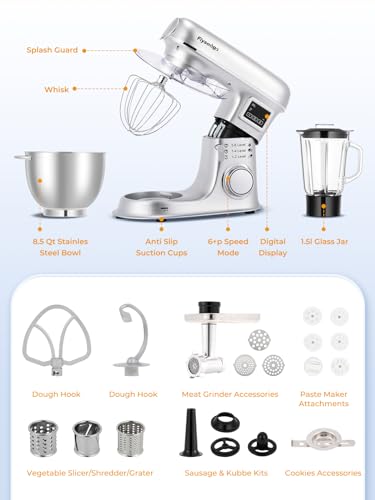 Stand-Mixer-8-IN-1-85-Qt-Multifunctional-Fermentation-Electric-Kitchen-Mixer-6-Speed-Tilt-Head-with-Stainless-Steel-Bowl-15L-Glass-Jar-Meat-Grinder-Dough-Hook-Whisk-Pasta-Attachment