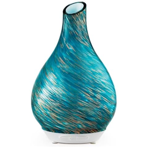 SpaRoom Teardrop Glass Aromatherapy Ultrasonic Misting Essential Oil Diffuser for Large Rooms, Seascape Cover